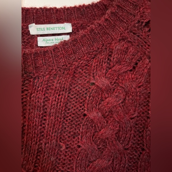 *FINAL* Benetton Alpaca Blend Wine Vintage Sweater - XL - Picture 3 of 5
